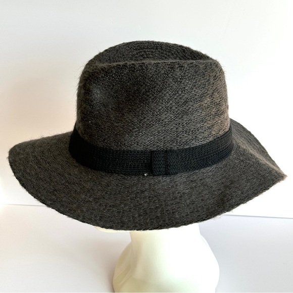 JUNE 21 Fedora Hat OS Charcoal Sweater Knit Pinched Crown Packable Casual - Picture 9 of 14
